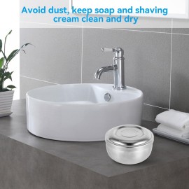 Agatige Shaving Bowl with Lid, Stainless Steel Shaving Soap Cream Bowl Shave Mug Container Face Cleaning Care Shave Tool for Men Wet Shave