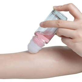 2Pcs 30 ml 1oz Deodorant Glass Roller Bottles Refillable Empty Massage Roll On Bottles Containers with Plastic Roller Ball Black Cap for Essential Oils DIY Deodorant, Clear