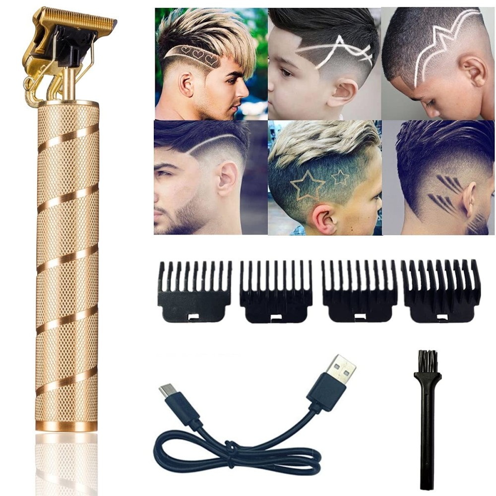 goldseaside Pro T Clippers Trimmer, Electric Pro Li Trimmer Cordless, Professional Baldheaded USB Rechargeable T Blade Trimmer Hair Clipper for Men(Gold)  goldseaside Pro T Clippers Trimmer, Electric Pro Li Trimmer Cordless, Professional Baldheaded USB Rechargeable T Blade Trimmer Hair Clipper for Men(Gold)
