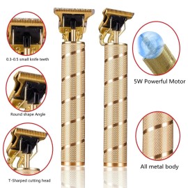 goldseaside Pro T Clippers Trimmer, Electric Pro Li Trimmer Cordless, Professional Baldheaded USB Rechargeable T Blade Trimmer Hair Clipper for Men(Gold)  goldseaside Pro T Clippers Trimmer, Electric Pro Li Trimmer Cordless, Professional Baldheaded USB Rechargeable T Blade Trimmer Hair Clipper for Men(Gold)
