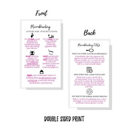 Boutique Marketing LLC Microblading Aftercare Instruction Cards | 50 Pack | Size 3.5 x 2 inches | Disposable FAQ Snatched Brows PMU | White with Pink Font Design