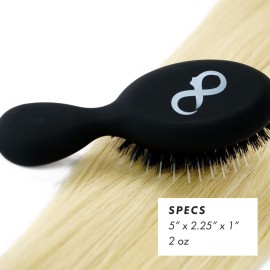 Mini Boar Bristle Brush by Everlong Hair - Adds Shine, Promotes Growth, Scalp Massage & Detangling, Suitable for All Hair Types, Extensions & Wigs, with Ergonomic Matte Black Handle