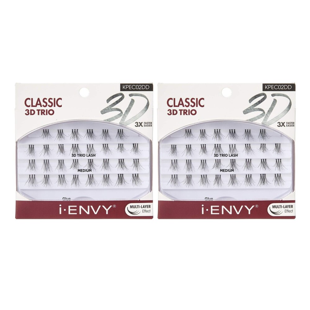 i-ENVY 3D Trio Classic Lash Medium (2 Pack) Natural Fluffy Effect 3X Faster Easier Application