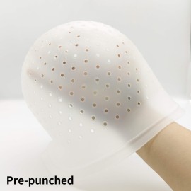 Holes Open Silicone Highlight Hair Cap Punched Hair Highlighting Cap Reusable Frosting Cap Highlights Caps for Hair Dyeing DIY Hair Color Salon Highlighting Cap with Hook Kit