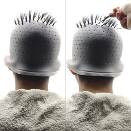 Holes Open Silicone Highlight Hair Cap Punched Hair Highlighting Cap Reusable Frosting Cap Highlights Caps for Hair Dyeing DIY Hair Color Salon Highlighting Cap with Hook Kit