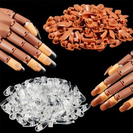AKOAK 100 Pcs Manicure Replaceable Practice Nail with High Flexibility and Flexible Artificial Hand Matching Practice Nail with Buckle Practice Nail (Transparent)