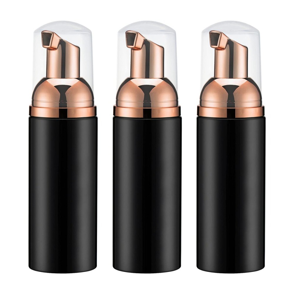 2oz Foam Pump Bottle (3PCS) Empty Travel Foaming Dispenser for Hand Soap, Lash Cleanser, Shampoo (60ml, Rose Gold &Black 2oz Foam Pump Bottle (3PCS) Empty Travel Foaming Dispenser for Hand Soap, Lash Cleanser, Shampoo (60ml, Rose Gold &Black