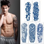 Aresvns Semi Permanent Sleeve Tattoos for Men & Women,Realistic Temporary Arm Tattoo,Lifelike Dark Blue Large Fake Tattoos Waterproof and Long Lasting 2 Weeks Tattoos Christmas Gift