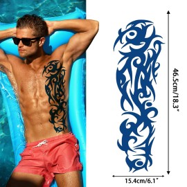 Aresvns Semi Permanent Sleeve Tattoos for Men & Women,Realistic Temporary Arm Tattoo,Lifelike Dark Blue Large Fake Tattoos Waterproof and Long Lasting 2 Weeks Tattoos Christmas Gift