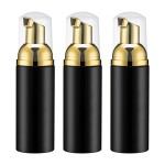 2oz Foam Pump Bottle (3PCS) Empty Travel Foaming Dispenser for Hand Soap, Lash Cleanser, Shampoo (60ml, Gold &Black