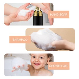 2oz Foam Pump Bottle (3PCS) Empty Travel Foaming Dispenser for Hand Soap, Lash Cleanser, Shampoo (60ml, Gold &Black