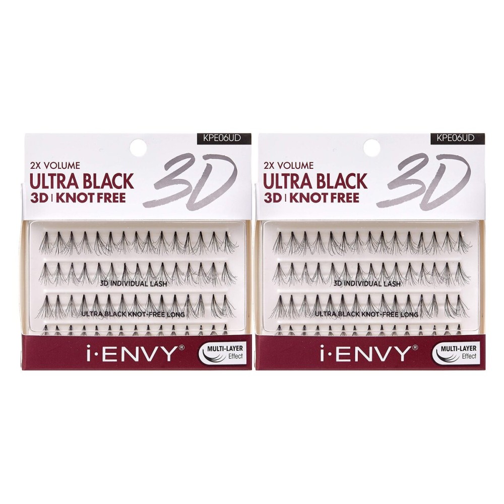 i-ENVY 2X Volume 3D Ultra Black Individual Lashes (2 PACK, Knot Free - Long) i-ENVY 2X Volume 3D Ultra Black Individual Lashes (2 PACK, Knot Free - Long)