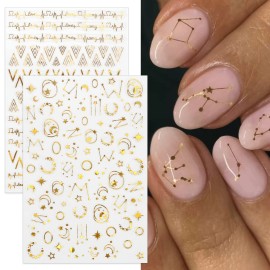 TailaiMei 12 Sheets Gold Moon Star Nail Stickers, 3D Metallic Laser Self-Adhesive Nail Art Decals for Women Manicure DIY or Nail Salon(1000Pcs) TailaiMei 12 Sheets Gold Moon Star Nail Stickers, 3D Metallic Laser Self-Adhesive Nail Art Decals for Women Manicure DIY or Nail Salon(1000Pcs)
