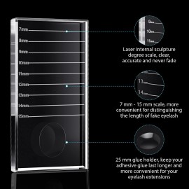 Maitys Lash Tile Glass Pallet Eyelash Crystal Pallet Bigger Size Extension Tile False Lash Tray Strip Adhesive Glue Holder for Eyelash Extensions(4 x 2 x 0.4 Inch,Transparent)