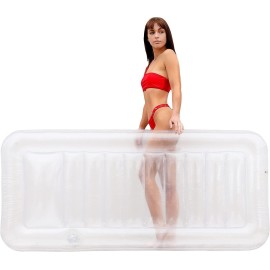 Clear Lounger by LTELI - Transparent Inflatable Chaise Pool Float for Adults - Minimal Aesthetic for Pool Parties, Summer Fun & Ultimate Relaxation - Durable & Easy to Inflate - Cup Holder
