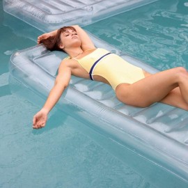 Clear Lounger by LTELI - Transparent Inflatable Chaise Pool Float for Adults - Minimal Aesthetic for Pool Parties, Summer Fun & Ultimate Relaxation - Durable & Easy to Inflate - Cup Holder