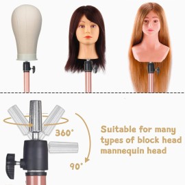 Smilco Wig Tripod Stand with 45 inch Adjustable Mannequin Head, Heavy Duty Wig Holder for Cosmetology Hairdressing Training