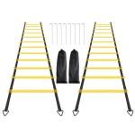 2 Pack 12 Rungs Agility Ladder Set, Speed Training Ladder with Steel Stakes and Carry Bag for Soccer, Speed Fitness Feet Training (2 Pack, 12 Rungs)