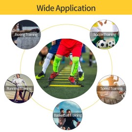 2 Pack 12 Rungs Agility Ladder Set, Speed Training Ladder with Steel Stakes and Carry Bag for Soccer, Speed Fitness Feet Training (2 Pack, 12 Rungs)