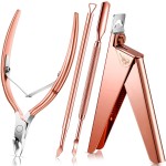 Mudder Acrylic Nail Clippers Kit False Nails Tips Cutter Professional Cuticle Trimmer Nipper Cutter Pusher Remover Stainless Steel Manicure Pedicure Art Tools Set Salon Home(Rose Gold)