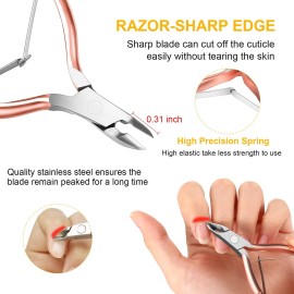 Mudder Acrylic Nail Clippers Kit False Nails Tips Cutter Professional Cuticle Trimmer Nipper Cutter Pusher Remover Stainless Steel Manicure Pedicure Art Tools Set Salon Home(Rose Gold)
