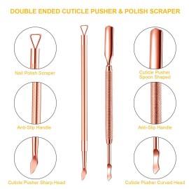 Mudder Acrylic Nail Clippers Kit False Nails Tips Cutter Professional Cuticle Trimmer Nipper Cutter Pusher Remover Stainless Steel Manicure Pedicure Art Tools Set Salon Home(Rose Gold)