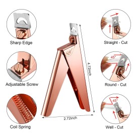 Mudder Acrylic Nail Clippers Kit False Nails Tips Cutter Professional Cuticle Trimmer Nipper Cutter Pusher Remover Stainless Steel Manicure Pedicure Art Tools Set Salon Home(Rose Gold)