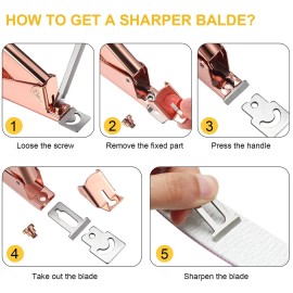 Mudder Acrylic Nail Clippers Kit False Nails Tips Cutter Professional Cuticle Trimmer Nipper Cutter Pusher Remover Stainless Steel Manicure Pedicure Art Tools Set Salon Home(Rose Gold)
