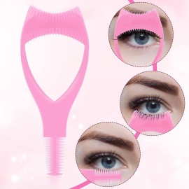 Patelai 7 Pcs Eyelash Makeup Tool 3 in 1Mascara Shield Guard Mascara Shield Applicator Guard Lash Separator Eyelash Comb Extension Tweezers for Women Makeup(Pink)