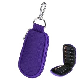 10 Holes Keychain Essential Oil Carrying Case, Portable Roller Bottles Essential Oil Storage Organizer Mini Travel Bag for Oil Bottles(Purple)