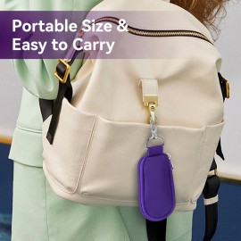 10 Holes Keychain Essential Oil Carrying Case, Portable Roller Bottles Essential Oil Storage Organizer Mini Travel Bag for Oil Bottles(Purple)