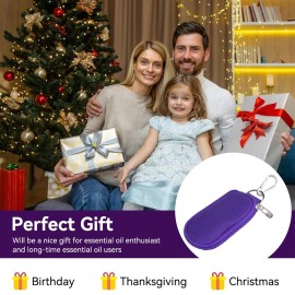 10 Holes Keychain Essential Oil Carrying Case, Portable Roller Bottles Essential Oil Storage Organizer Mini Travel Bag for Oil Bottles(Purple)