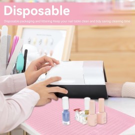 125pcs Nail Art Table Mat, Pink Disposable Waterproof Nail Paper Towels Dental Bibs Tattoo Supplies for Manicure, Nail Salon, Beauty Salon, 18 x 12inch