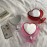 1Pc Acrylic Double Side Makeup Mirror Cute Heart Shaped Cosmetic Mirror, Transparent Base Home Bedroom Desktop Make Up Mirror (White)