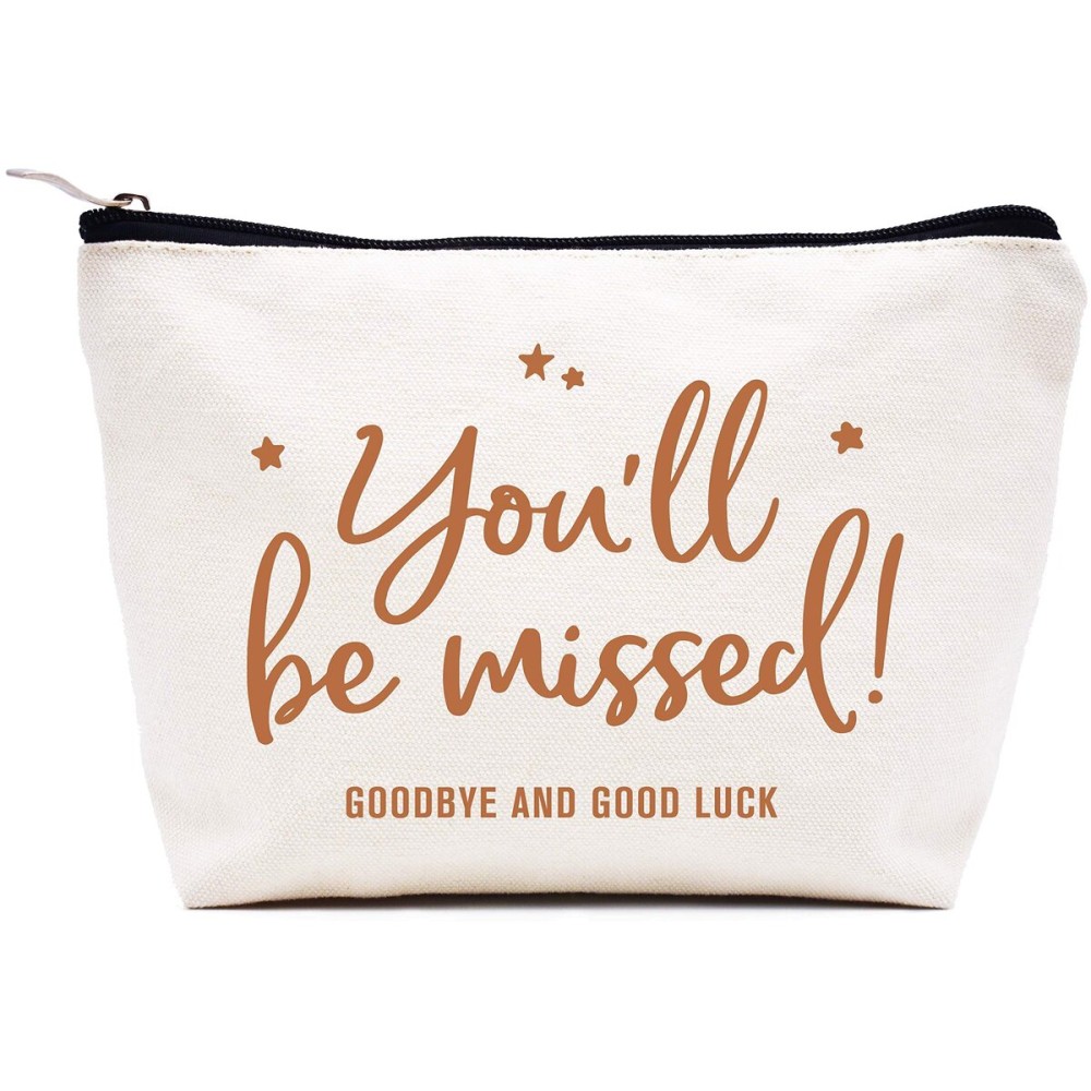 Leaving,Going Away Gift for Colleague Coworker Boss - Goodbye Present- Retirement Present- New Job Farewell Gift - Makeup Bag Cosmetic Bag Travel Pouch-You Will Be Missed Goodbye and Good Luck