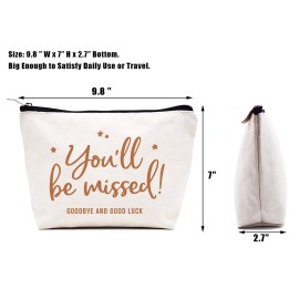 Leaving,Going Away Gift for Colleague Coworker Boss - Goodbye Present- Retirement Present- New Job Farewell Gift - Makeup Bag Cosmetic Bag Travel Pouch-You Will Be Missed Goodbye and Good Luck