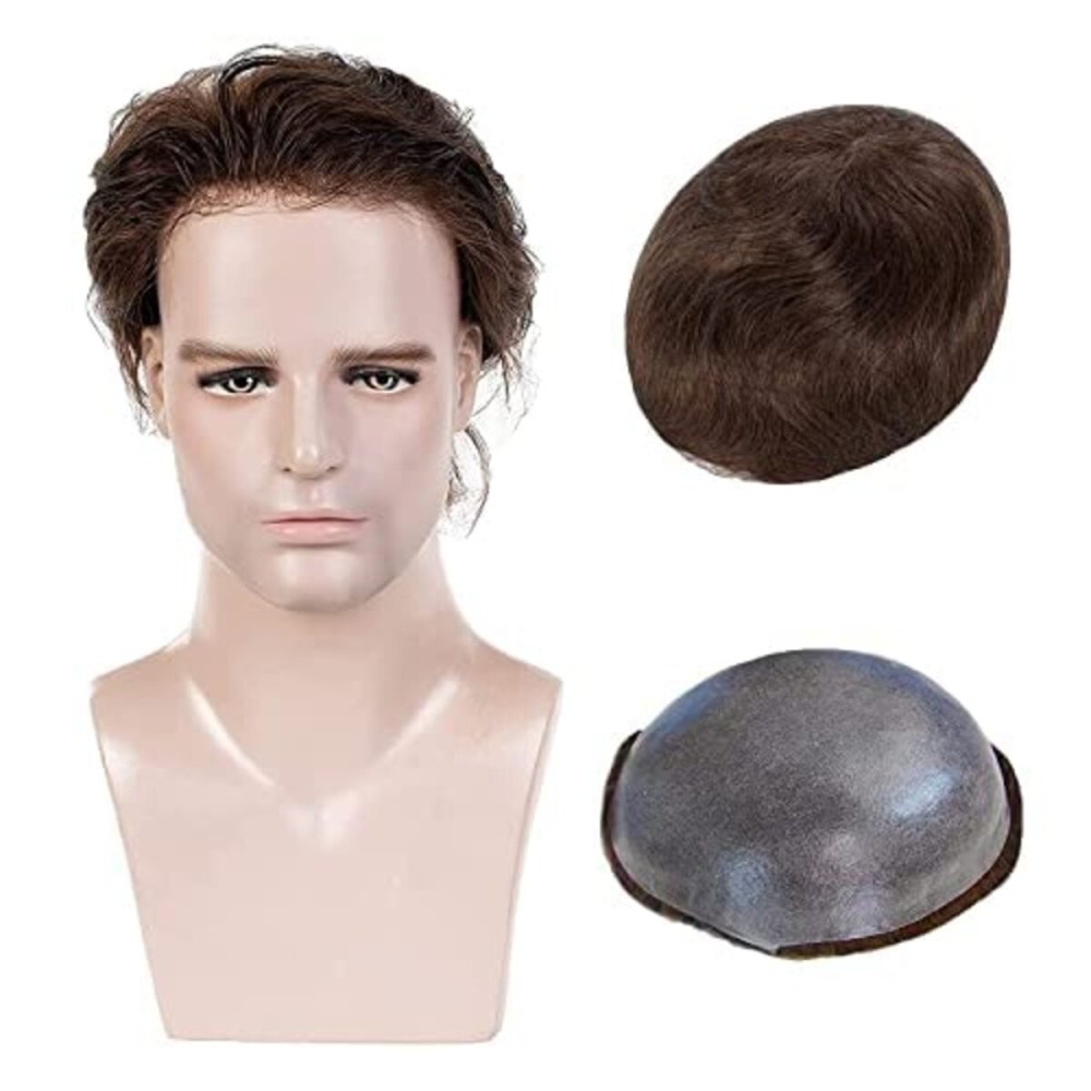 LLWear Toupee for Men 100% Human Hair Mens Hair Piece 8x10 Inch 0.03mm UltraThin Skin V-loop Men\'s Hair Replacement System Light- Medium Density Mens Toupee 4 (Light Brown Color) LLWear Toupee for Men 100% Human Hair Mens Hair Piece 8x10 Inch 0.03mm UltraThin Skin V-loop Men\'s Hair Replacement System Light- Medium Density Mens Toupee 4 (Light Brown Color)