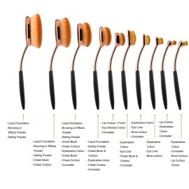 Yoseng Makeup Brushes Set 10Pcs Professional Oval Toothbrush Foundation Contour Powder Blush Conceler Eyeliner Blending Brush New Fashionable Super Soft Cosmetic Brushes Tool Set (Rose Gold 2 sets)