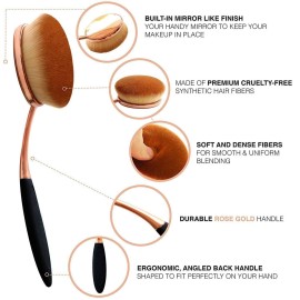 Yoseng Makeup Brushes Set 10Pcs Professional Oval Toothbrush Foundation Contour Powder Blush Conceler Eyeliner Blending Brush New Fashionable Super Soft Cosmetic Brushes Tool Set (Rose Gold 2 sets)