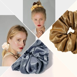 Scrunchies Hair Ties for Women Big Silk Satin Scrunchie Large Oversized Ligas Para el Cabello De Mujer Decorations Cute Jumbo Coth Ponytail Hair Scrunchy Giant Purple Hair Accessories Gift for Girls