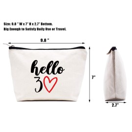 LIBIHUA Makeup Bag Cosmetic Bag Travel Pouch - Funny 30th Birthday Gifts for Women Boss,Wife,Sisters,Bestie,Best Friends,Co-workers - Turning Thirty Present - 30 Years Old Gift-Hello 30
