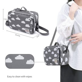 Small Diaper Bag, Stroller Organizer Bags for Baby with Insulated Pocket, Stroller Hooks and Adjustable Strap,Universal Mini Diaper Tote Bags Fit All Strollers, Gray