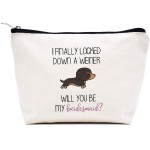LIBIHUA Makeup Bag Cosmetic Bag Travel Pouch- Bridesmaid Gift-Maid of Honor Gift-Bachelorette Party Wedding Present for Besties Friends Women-I Finally Locked Down A Weiner Will You Be My Bridesmaid