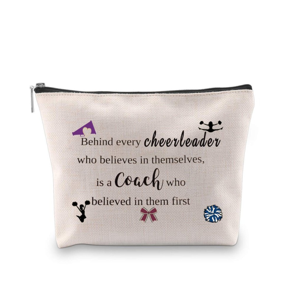 WCGXKO Cheer Coach Gift Cheer Mom Gift Cheerleading Zipper Pouch Cosmetics Bag Cheer Gift (Behind every cheerleader)