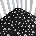 Black Star Baby Crib Sheet - Silky Soft Microfiber, 52\'\' x 28\'\' Fitted Sheet for Standard Size Crib Mattress, Snug Fit for Boys & Girls