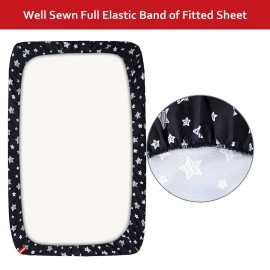 Black Star Baby Crib Sheet - Silky Soft Microfiber, 52\'\' x 28\'\' Fitted Sheet for Standard Size Crib Mattress, Snug Fit for Boys & Girls