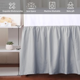 Crib Skirt Dust Ruffle, 100% Egyptian Cotton 400 Thread Count Soft Breathable Crib Bedding Skirt for Baby, Boys and Girls, Fading Resistant (Grey)