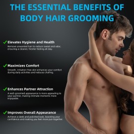 INVJOY Manscape Body Trimmer for Men, Waterproof Electric Razor/Shavers with Dual-Head for Facial, Pubic & Groin Hair Grooming, Ceramic & Foil Blades Hair Trimmer with LED - Birthday Gift for Him Dad