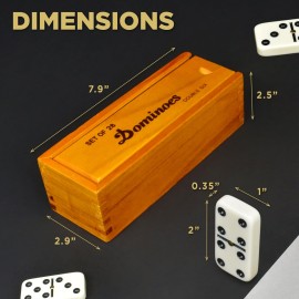 Queensell Dominos Set for Adults - Dominoes - Classic Board Games, Double 6 Dominoes Family Games for Kids and Adults - Double Six Standard Dominos Set 28 Tiles with Wood Case, Juegos de Mesa