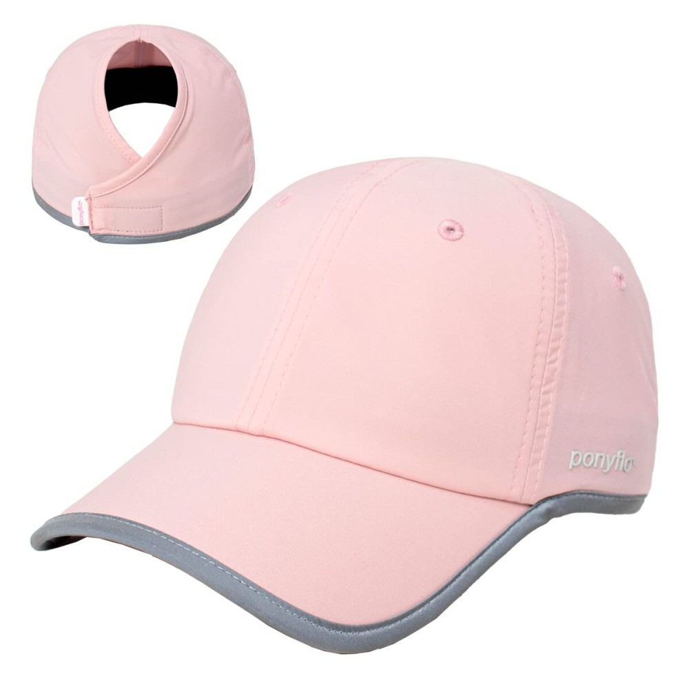 Ponyflo Performance Ponytail Running Hat - Ponytail Hats for Women - High Ponytail Hats for Women - Baseball Cap Women Pink
